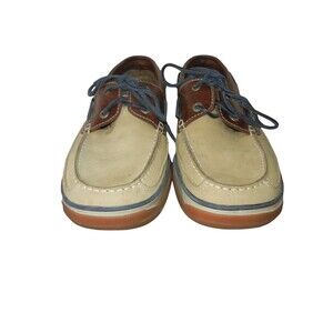 Sebago Docksides Shoe Size 8m Mens Brown Tan Leather Moc Toe Lace Up Boat Shoes